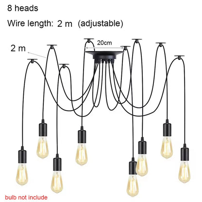 DIY Spider Lights Vintage Chandelier Edison Industrial Hanging Lamp Ceiling Multiple Pendant Light Kitchen Farmhouse Living Room