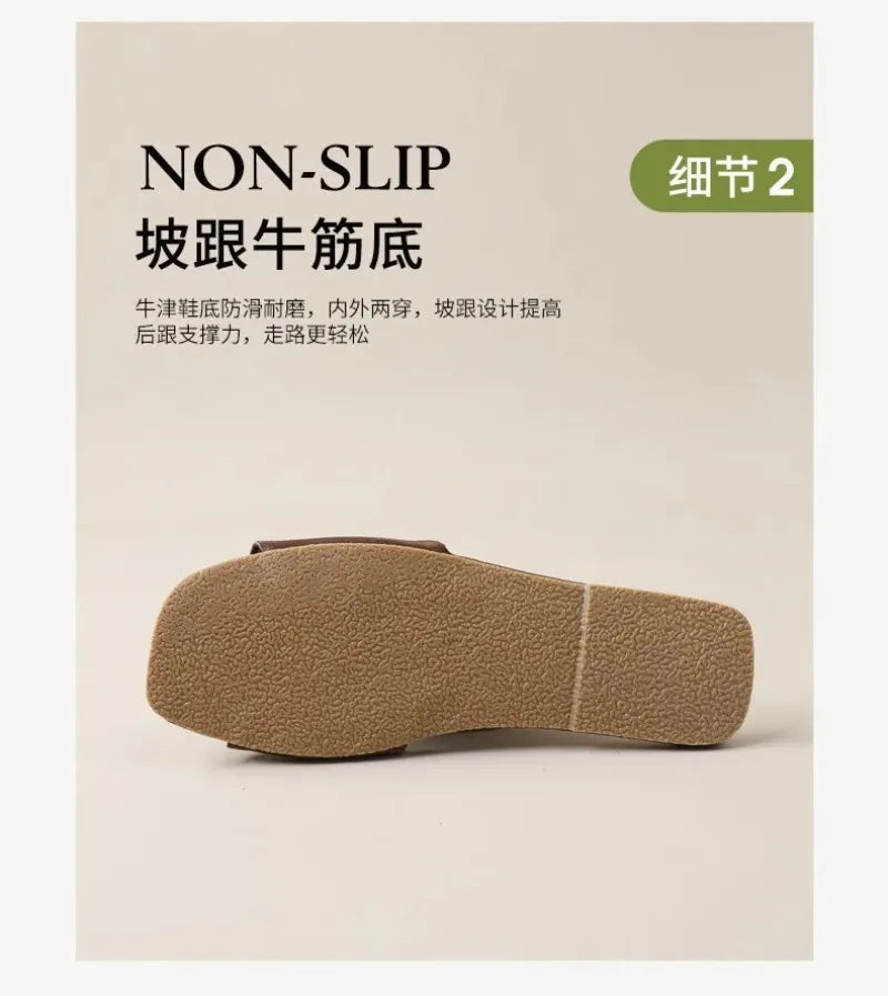 Summer New Women Shoes Premium Feel Flat Bottom Slippers for Woman Elegant Outdoors Slippers Luxury Designer Shoes Zapatos Mujer
