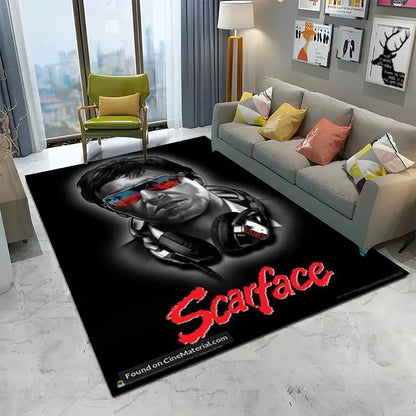 Scarface 3D Classic Movie Tony Carpet Rug for Home Living Room Bedroom Sofa Doormat Decor,kids Play Area Rug Non-slip Floor Mat