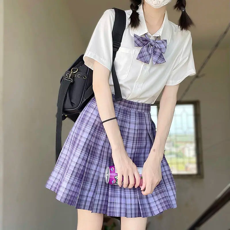 Japanese Bow Tie Skirt Set Student Pleated Skirt Jk Uniform Korean School Sexy Girl Preppy Style Seifuku Japanese School Uniform