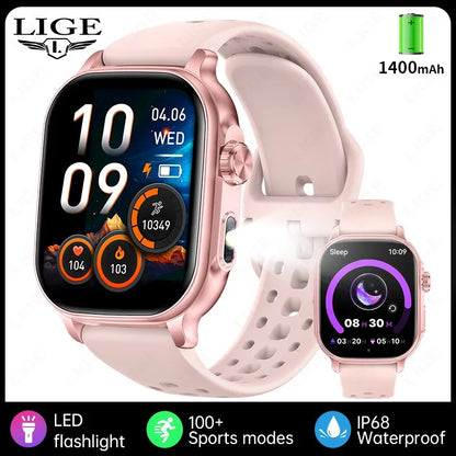2026 New Sport Smart Watch 1400mAh Battery Fitness Tracker IP68 Waterproof Heart Rate Bluetooth Call Health Smartwatch Men Women