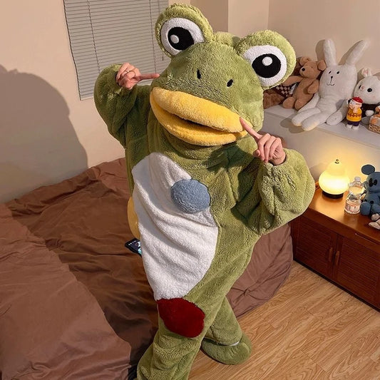 Cartoon Frog Kigurumi Unicorn Winter Pajamas Onesie Pyjama Costumes For Halloween Carnival Cosplay Women Men Party Slipper