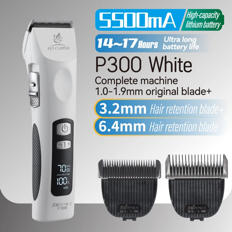 Fenice Cordless Rechargeable Pet Clipper Low Noise Professional Pet Hair Cutting Machine Grooming Trimmer Shaver Kit for Animals