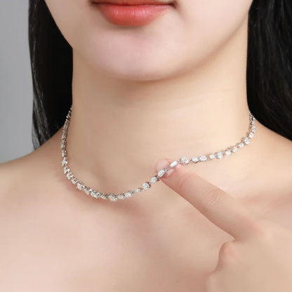 OEVAS 11.45cttw Full Moissanite Choker Necklace for Women S925 Silver Lab Diamond Wedding Party Luxury NeckChain Fine Jewelry