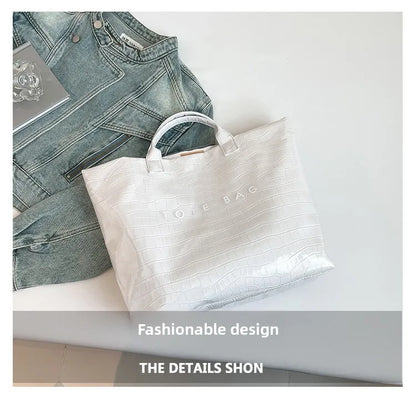 Crocodile Texture Tote Bag Pvc Kraft Paper Large Capacity Luxury Hobo Handbag Women Casual Shopping Letters Top Handle Hand Bags