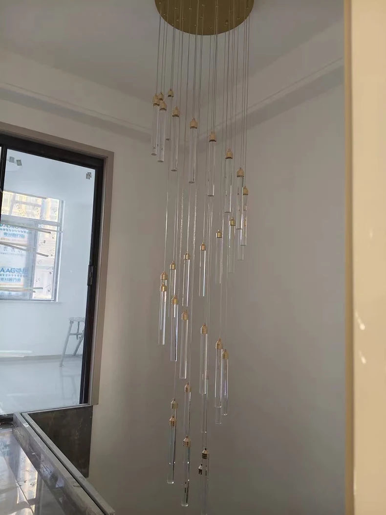 Modern Ceiling Chandelier Luxury Staircase Crystal Chandeliers Duplex Attic Villa Living Room Pendant Lights Home Decor Lighting
