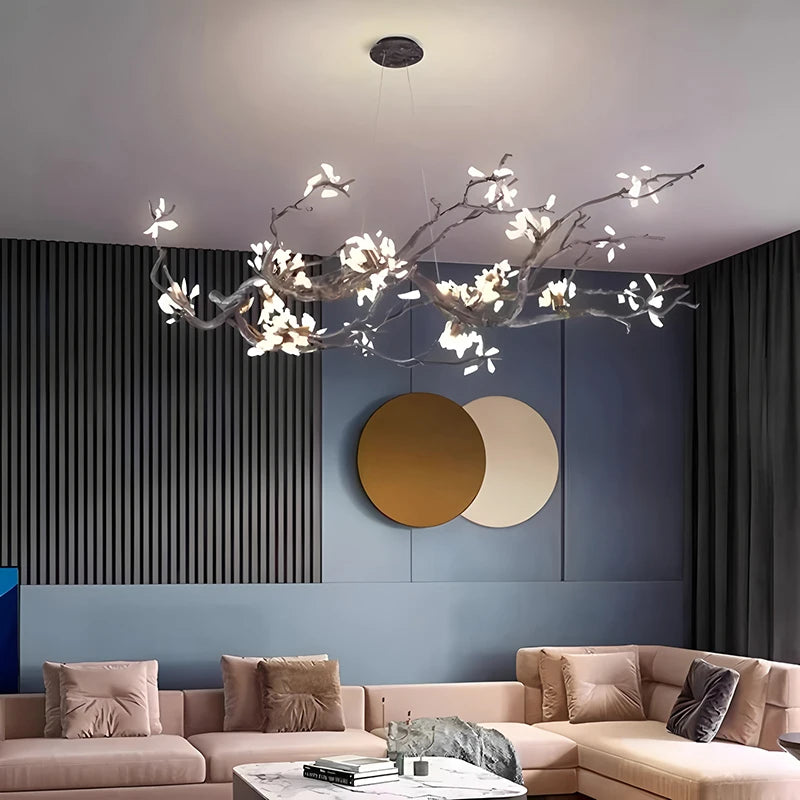New All Copper LED Creative Branch Chandelier for Living Room, Dining Room Decoration, Lighting Fixtures, and Lobby Lighting