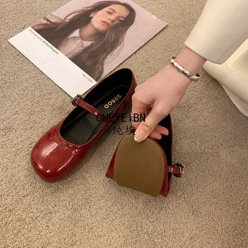 New Spring Autumn Women Ballet Flats Comfort Round Toe Soft Sole Leather Shoes Ladies Daily Wear Dress Mary Jane Shoes