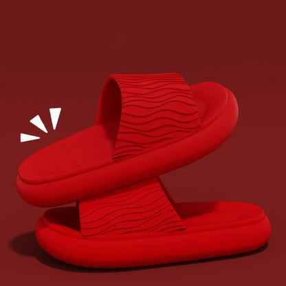 Soft Bottom Eva Cloud Slippers Women Red Thick Platform Pillow Slides Woman 2025 Summer Non Slip Beach Sandals Couple Flip Flops