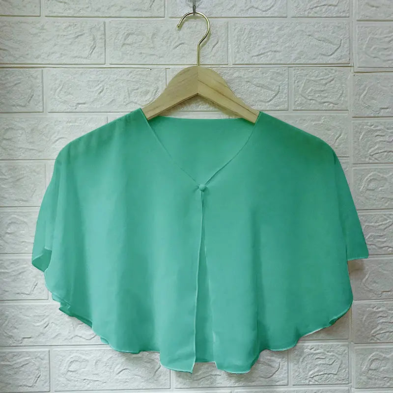 Korean Women Sunscreen Clothing Summer Thin Transparent Short Jacket Neck Guard Cloak Sun Shawl Solid Chiffon Cardigan Scarf R28