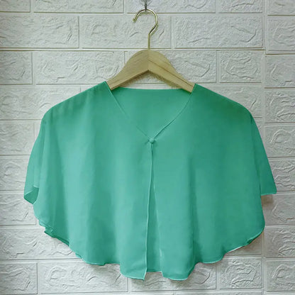 Korean Women Sunscreen Clothing Summer Thin Transparent Short Jacket Neck Guard Cloak Sun Shawl Solid Chiffon Cardigan Scarf R28