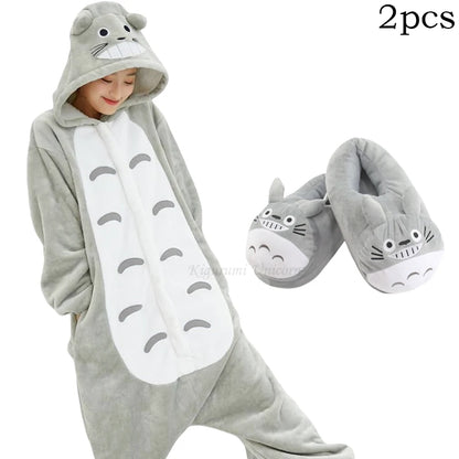 Totoro Onesies Cute Cartoon Animal Onesie Women Men Girls Boys Pajamas Slipper Funny Party Suit Winter Home Overall Costumes