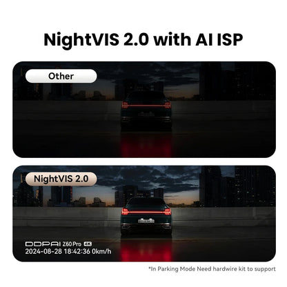 【For US】DDPAI 4K Dash Cam Z60 Pro Support Front and Rear Car Camera SONY STARVIS2 678 Sensor 5GHz Wi-Fi GPS ADAS Car DVR