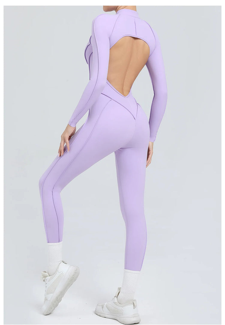 One Pieces Long Jumpsuits Sexy Womens Overalls Mono Streetwear Yellow Body Long Sleeves Woman Clothing Summer Gym Sportswear