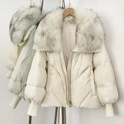 Women's down Jacket Waterproof Lightweight Puffer Jacket with Fur New Coats and Jackets Luxury Padding Reversible Coat with Zip