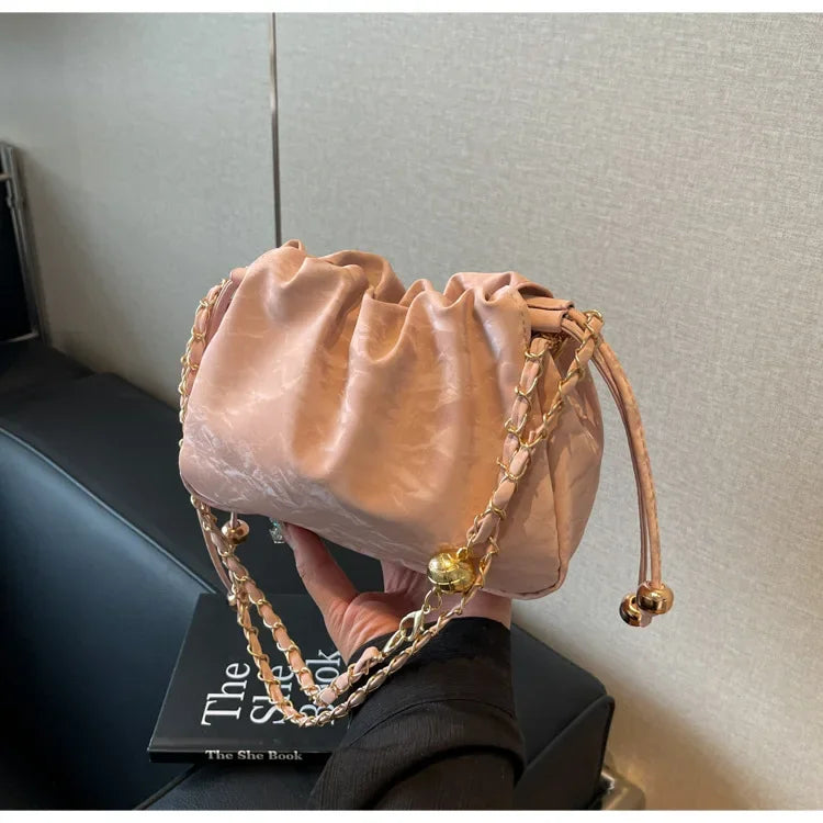 Chain Bag Ladies PU Leather Shoulder Bags Purse for Women Fashion Crossbody Bags Underarm Bag Small Square Satchel Handbag Bolas