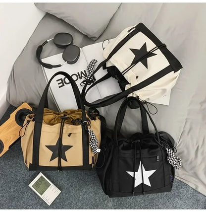 Women New Crossbody Bag Wholesale Large Capacity Couple Shoulder Bag New Casual Nylon Tote Bag Luxury Drawstring Handbag 2025