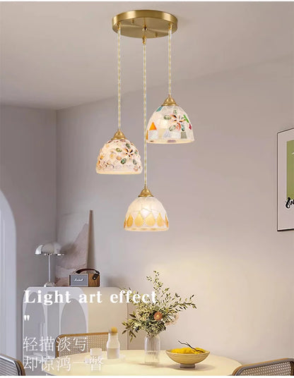 Glass Ceiling Chandelier Creative Sea Shell Lampshade Bedroom Bedside Hanging Lamp Interior Decoration Lighting Pendant Lights