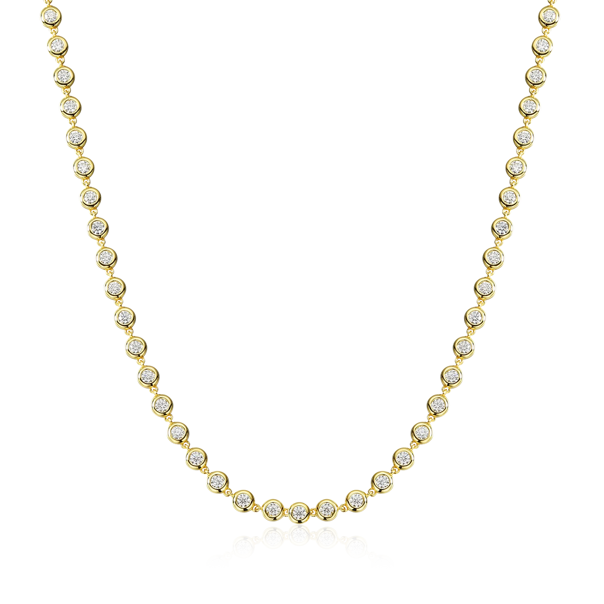 COSYA 3mm All Round Moissanite Tennis Necklace for Women 100% S925 Silver Plated 18K Gold Bubble Certified Party Fine Jewelry