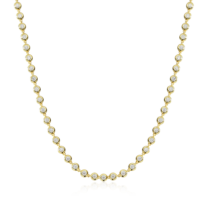 COSYA 3mm All Round Moissanite Tennis Necklace for Women 100% S925 Silver Plated 18K Gold Bubble Certified Party Fine Jewelry