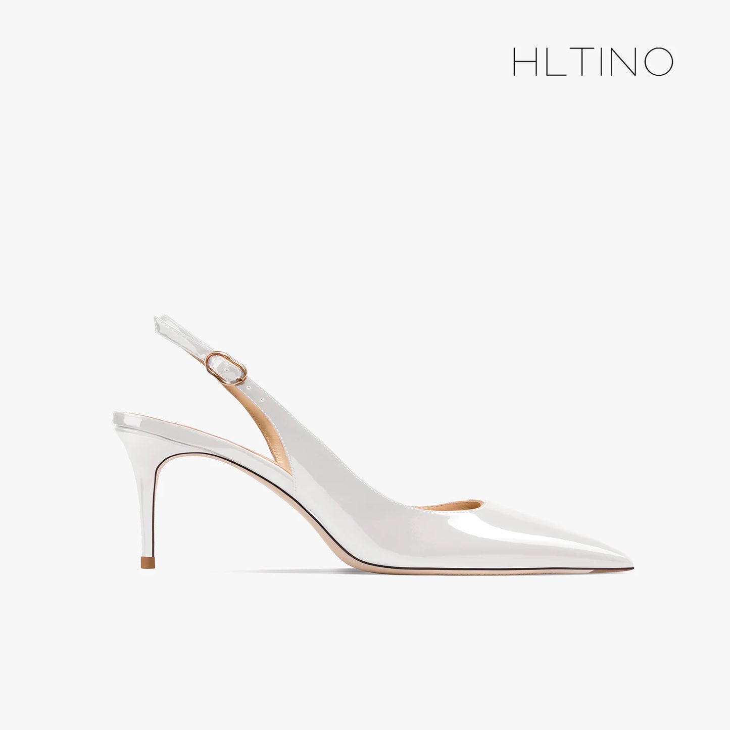 Women's Heeled Sandals Naked Color Patent Leather Slingbacks Pumps Luxury Gladiator Pointed toe High Heels Elegant Woman Shoes