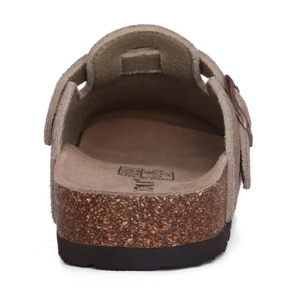 Kidmi New Cow Suede Women's Potato Shoes With Adjustable Strap Cork Insole Mules Outdoor Unisex Clogs Slippers With Arch Support