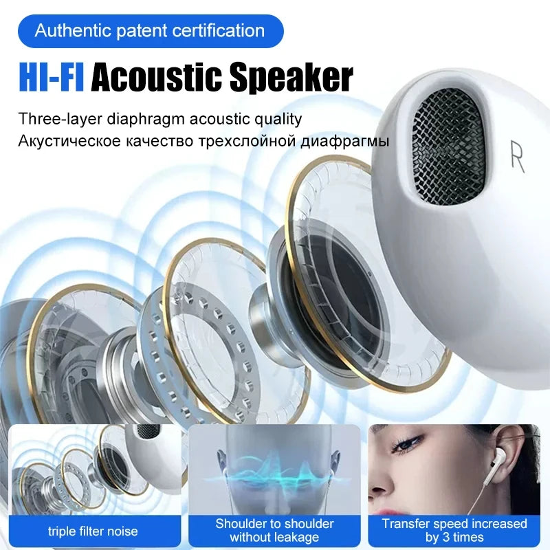 Original Headphones For iPhone 15 14 11 12 13 Pro Max Earphones XR X XS 8 Plus Bluetooth Wired Earbuds Headset Accessories