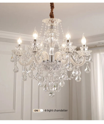 French Lustre Crystal E14 Chandelier Living Room Decor White Glass Pendant Lights Led Ceiling Chandelier For Bedroom Led Lampara