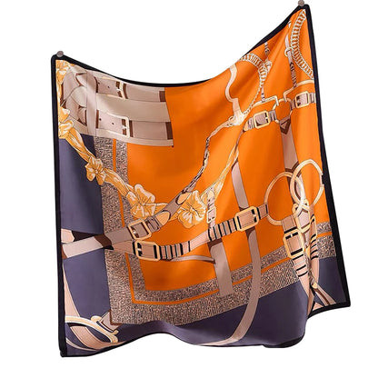 100% Pure Mulberry Silk Women Square Scarf Prints Headband Neckerchief Luxury Female Hair Ornament Female Bandana Scarves 90CM
