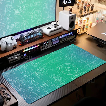 Engineer Mechanical Drawing Mousepad Black Large Mouse Pad HD XXL Minimalism Mousemat Rubber Carpet Desk Mat PC Gaming Accessory