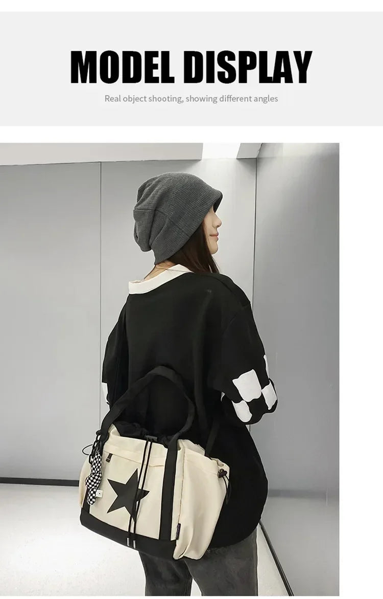 Women New Crossbody Bag Wholesale Large Capacity Couple Shoulder Bag New Casual Nylon Tote Bag Luxury Drawstring Handbag 2025
