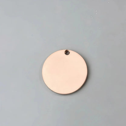 27mm Pure Red Copper Dog Tag, 3D Embossed Pomeranian Pattern Round Pet ID Tag, Custom Engraved Dog Collar Name Tag for Small Dog