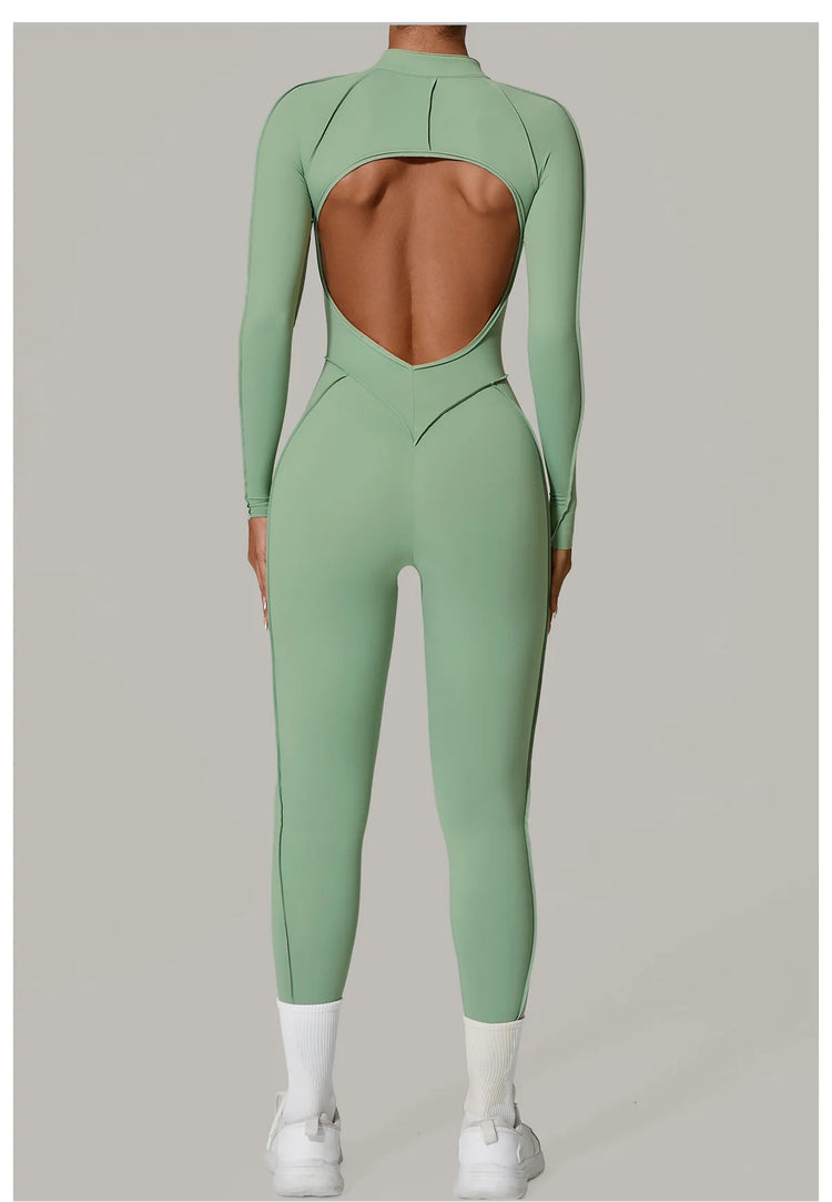 One Pieces Long Jumpsuits Sexy Womens Overalls Mono Streetwear Yellow Body Long Sleeves Woman Clothing Summer Gym Sportswear