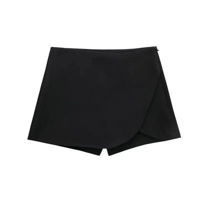 HXAO Women's Skort High Waist Brown Skirt Pants Stylish Summer Pink Black Mini Skirt Shorts Asymmetric Casual Off White Skort