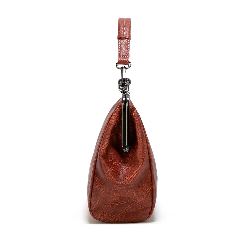 Shoulder Bags Women Retro Frame Purses Girls Crossbody Messenger Bag Small Handbags for Phone Party Faux Oil Leather Clip Bag