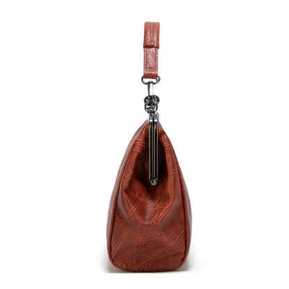 Shoulder Bags Women Retro Frame Purses Girls Crossbody Messenger Bag Small Handbags for Phone Party Faux Oil Leather Clip Bag