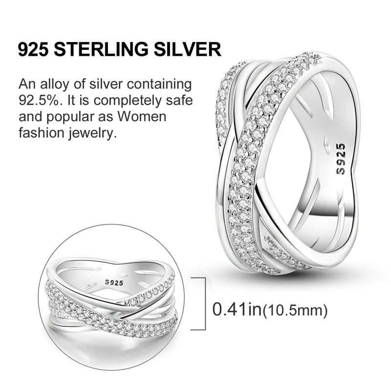 Original 925 Sterling Silver Ring Colorful Diamonds Cubic Zircon Finger Ring For Women Jewelry Wedding Engagement Birthday Gift