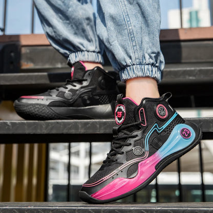 Unisex Basketball Shoes Thick Bottom Rebound Combat Training Sneakers Breathable Comfort Competition Basketball Boots for Men