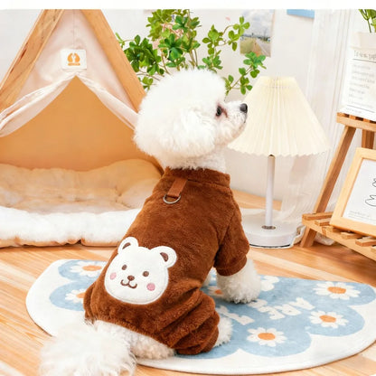 Autumn Winter Pet Dog Soft Fleece Clothes Warm Jumpsuit Coat for Small Medium Large Dog Cat Puppy Jacket Sweater with Leash Ring