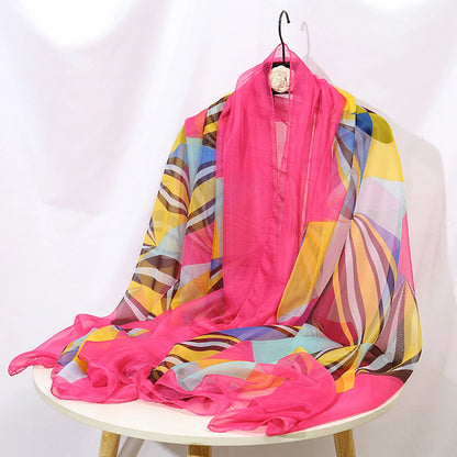 Wholesale Women Fashion Chiffon Scarf For Muslim Hijab Peony Flower Bandana Summber Beach Sarong Printed Soft Beach Scarf Shawl