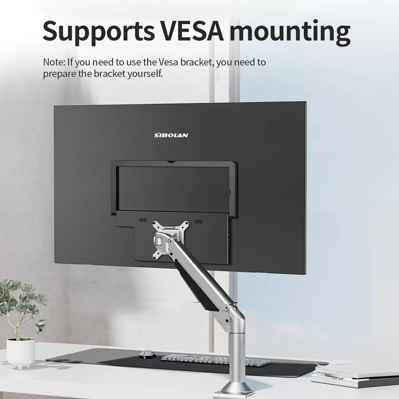 SIBOLAN 23.8" 4K Portable Monitor UHD 3840*2160 100%sRGB External Gaming Screen USB C LS Stand VESA for Mini PC Laptop MAC