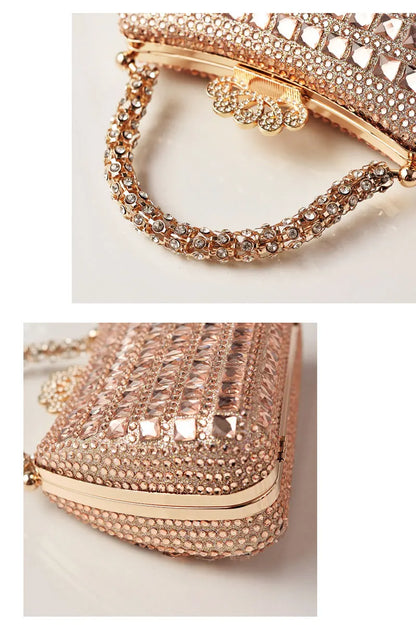 Silver Woman Bag Shine Bling Crown Hasp Diamond Shoulder Bag Crossbody Luxury Designers Rivet Clutch Party Evening Sparkly Purse