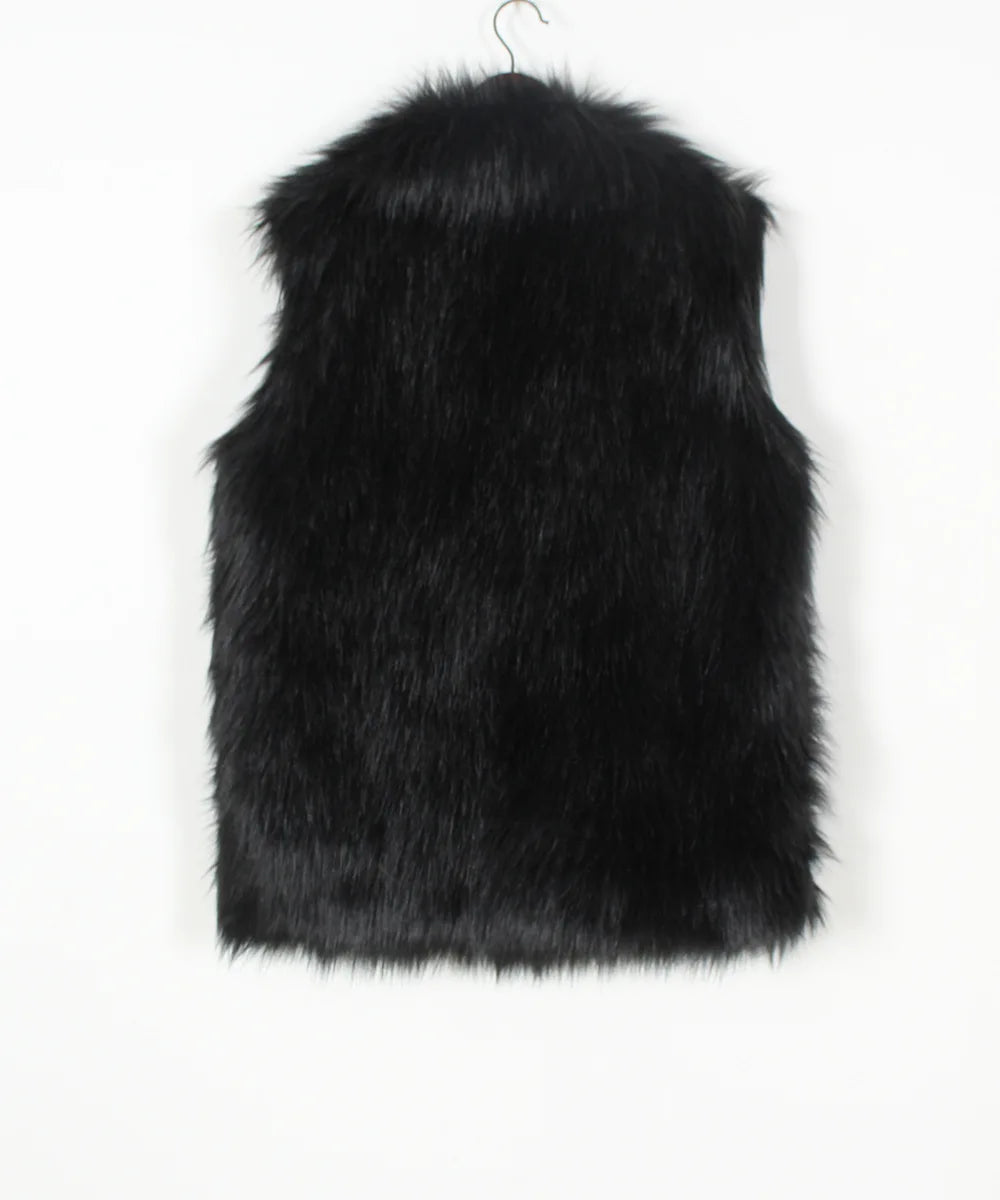 VigoCasey 2026 Autumn Winter Sleeveless Thick Faux Fur Vest Coat Woman Khaki Plush Warm Waistcoat Lady Casual Fluffy Vest Jacket