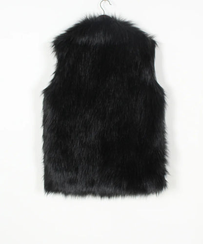 VigoCasey 2026 Autumn Winter Sleeveless Thick Faux Fur Vest Coat Woman Khaki Plush Warm Waistcoat Lady Casual Fluffy Vest Jacket