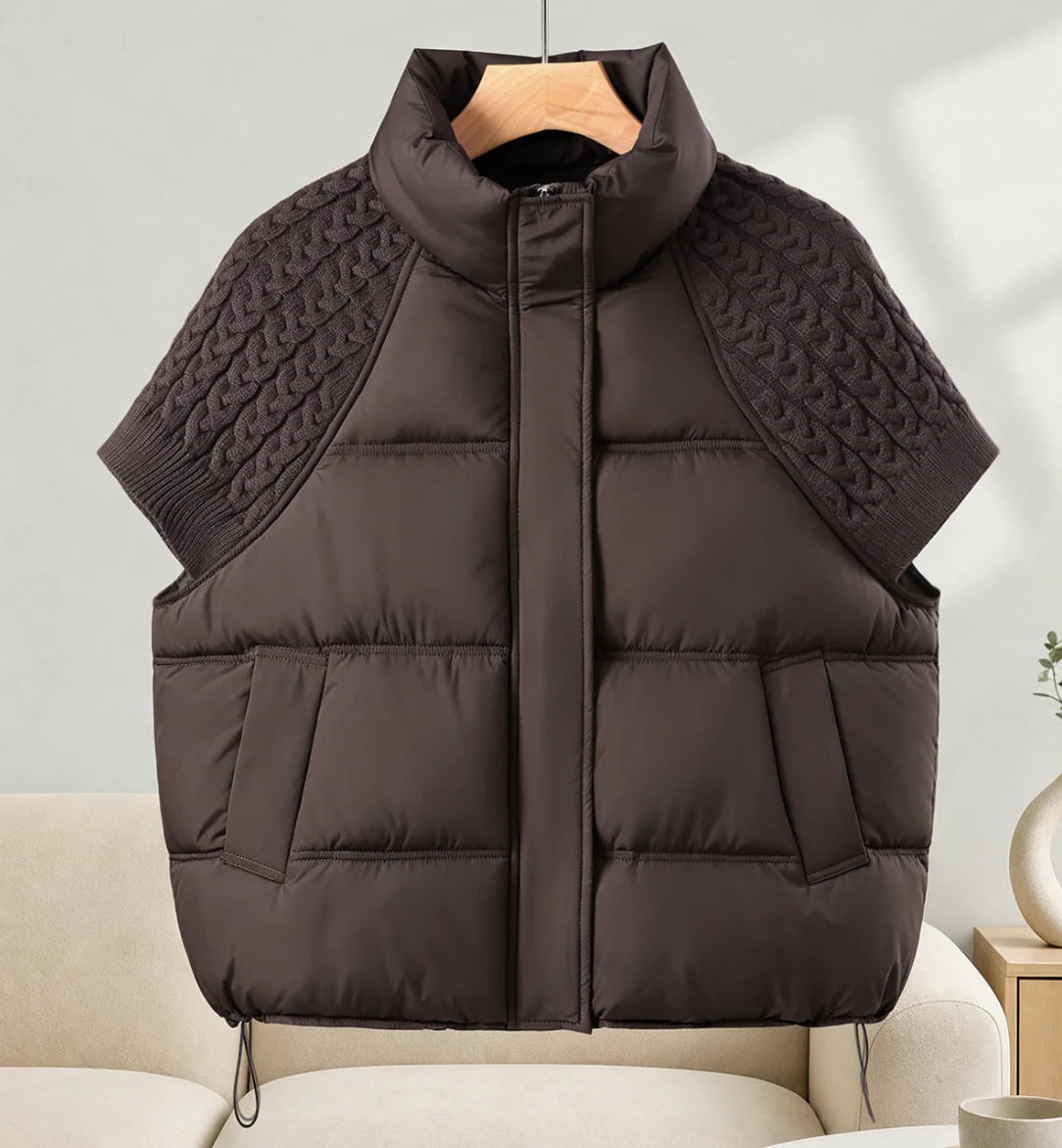 Women's Vest Autumn Winter Sleeveless Down Jacket Loose Casual Stand Collar Pocket Puffer Waistcoat Coat Female Trendy Outerwear