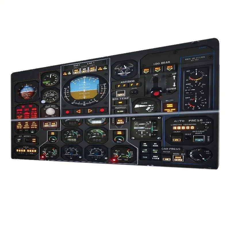 Black Art Aircraft Flight Instrument Mouse Pad Large Game Non-slip Rubber Mousepad XXL Office Decoration Pilot Computer Desk Mat