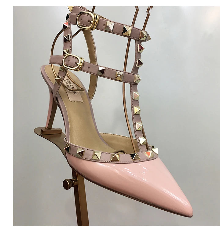 Nude Black Woman heeled sandals Summer Slingbacks High Heels luxury Leather Fashion Brand Designed sandals elegant Prom Shoes