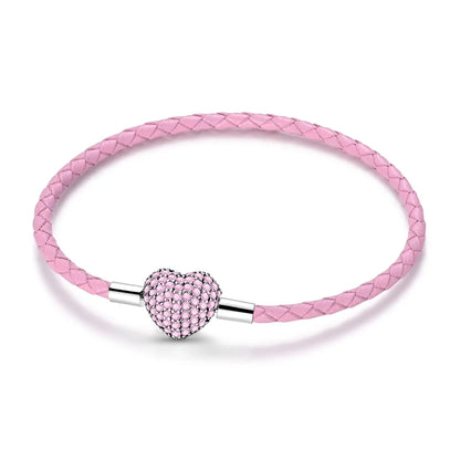 Silver 925 Bracelet Original Bracelets Colorful Zircon Heart Flower Cat Snake Chain For DIY Charms 17-20CM Luxury Jewelry Gifts