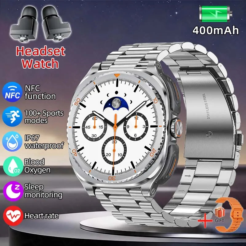 New 2026 TWS 2-in-1 Wireless Headset Smart Watch 7 Ultra AMOLED HD Screen Smartwatch with Earbuds Bluetooth Call Sports Watches