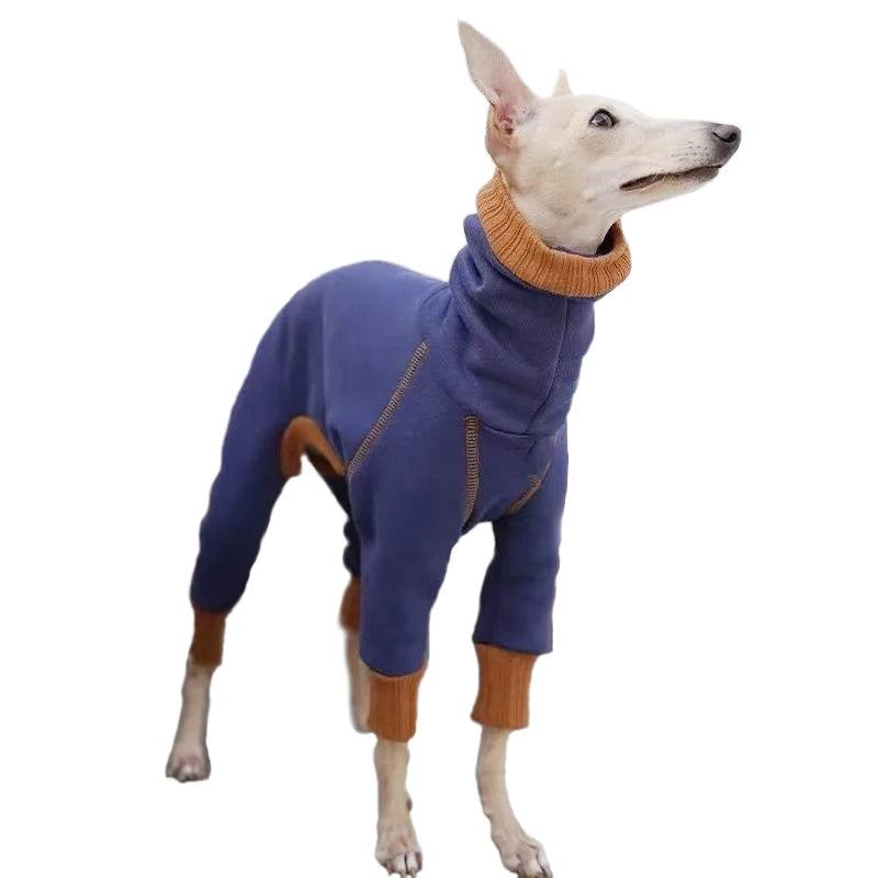 Soft Turtleneck Dog Jumpsuit Spring Autumn Stretch Warm Onesie Pajamas Whippets Greyhound Breeds Clothes for Medium Large Dogs